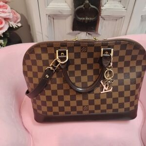 Louis Vuitton Alma PM Damier Ebene Authentic Dark Brown Satchel Shoulder Bag